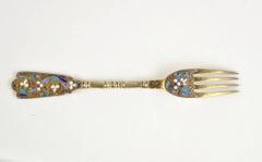 Imperial Russian Cloisonné Enamel and Gilt Silver Fork Moscow, 19th Century