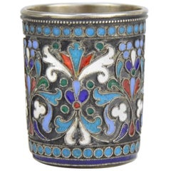 Imperial Russian Cloisonné Enamel and Silver Beaker, Moscow, 19th Century