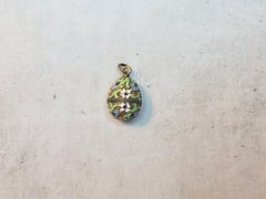 Imperial Russian Cloisonne Enamel Egg Pendant, Workmaster Feodor Afanasiev