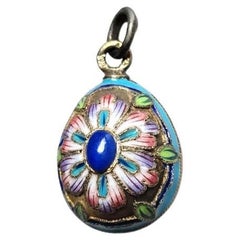 Imperial Russian Cloisonne Enamel Egg Pendant, Workmaster Feodor Afanasiev