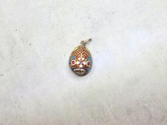 Imperial Russian Cloisonne Enamel Egg Pendant, Workmaster Ivan Khlebnikov