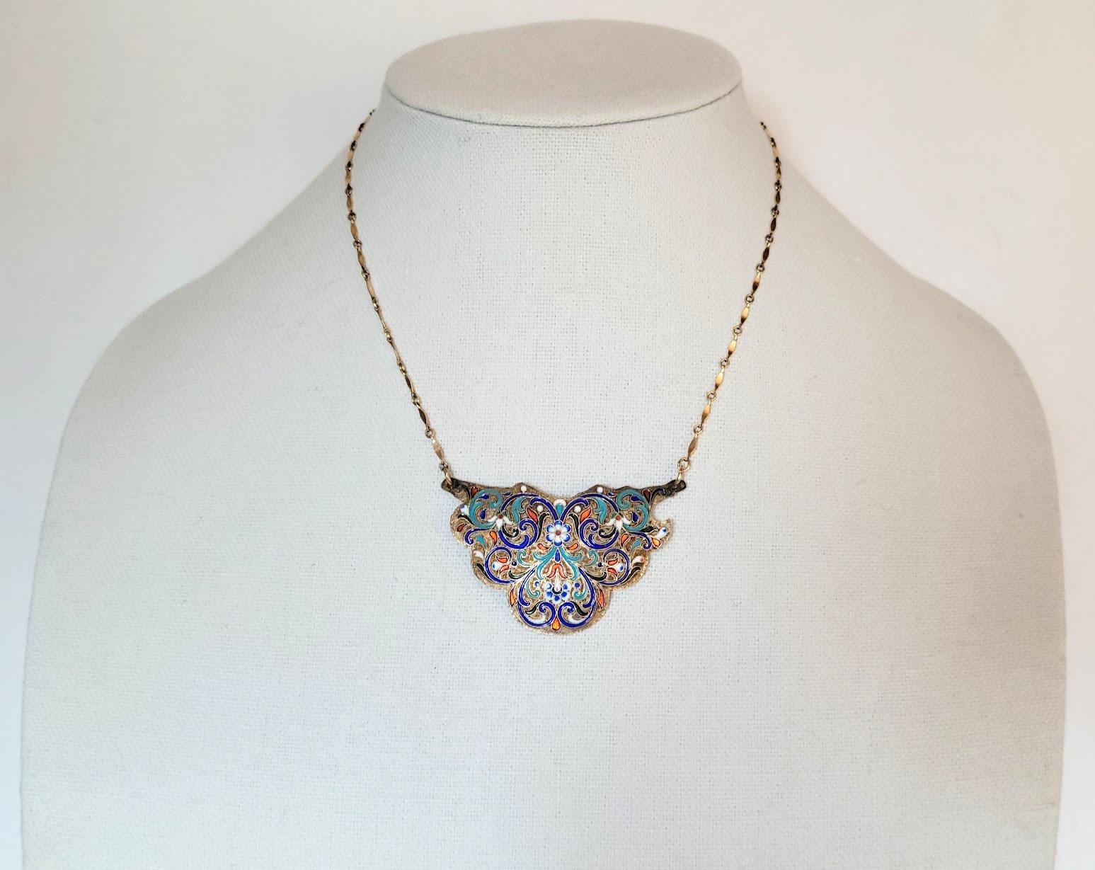 Collana imperiale russa in smalto cloisonne, maestro d'opera Alexander Dalman In condizioni ottime in vendita a Chesterland, OH