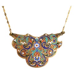 Imperial Russian Cloisonne Enamel Necklace, Workmaster Alexander Dalman