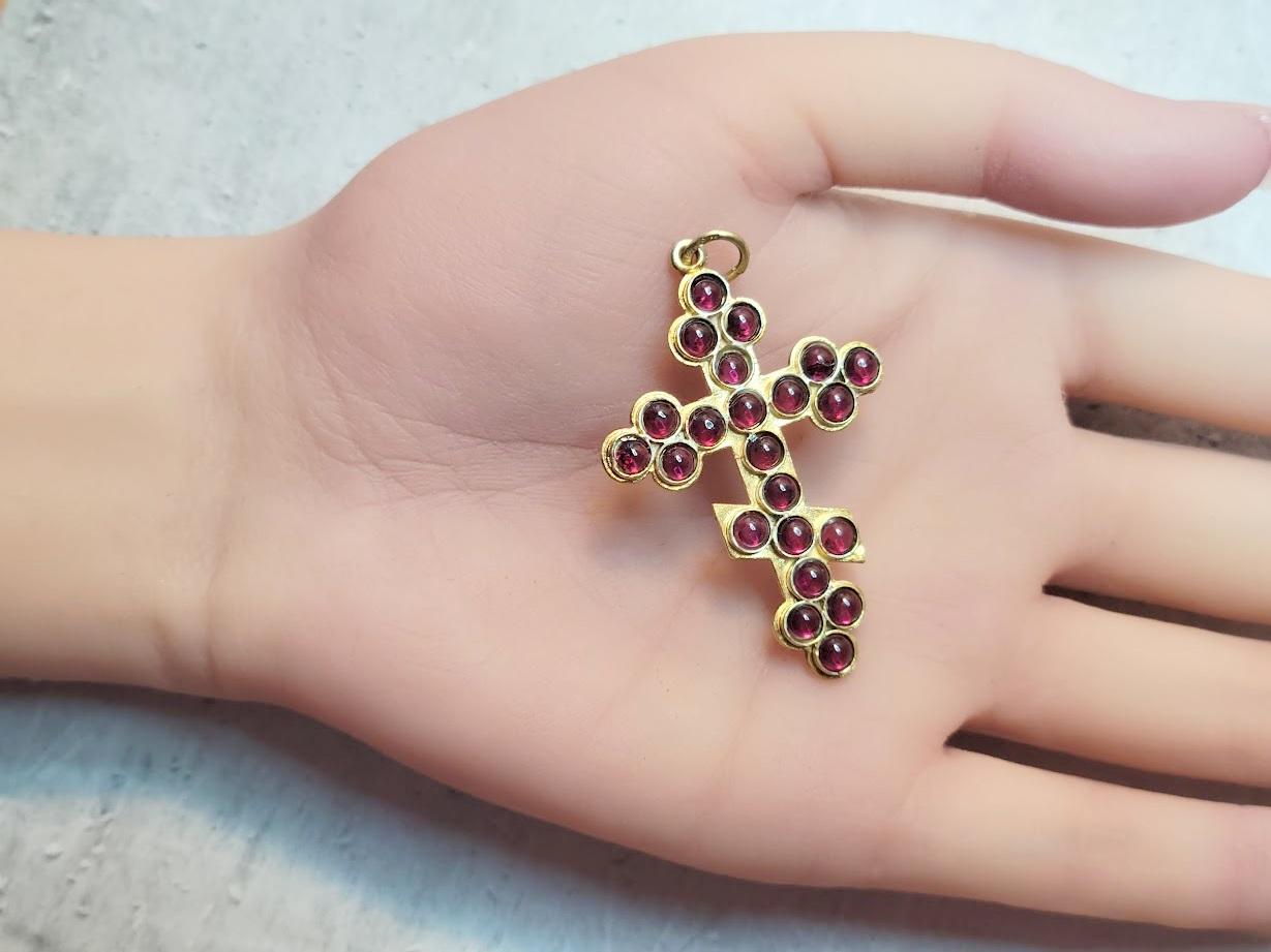 Imperial Russian Cross Garnets Pendant, Workmaster Karl Gustav Hjalmar Armfelt 4