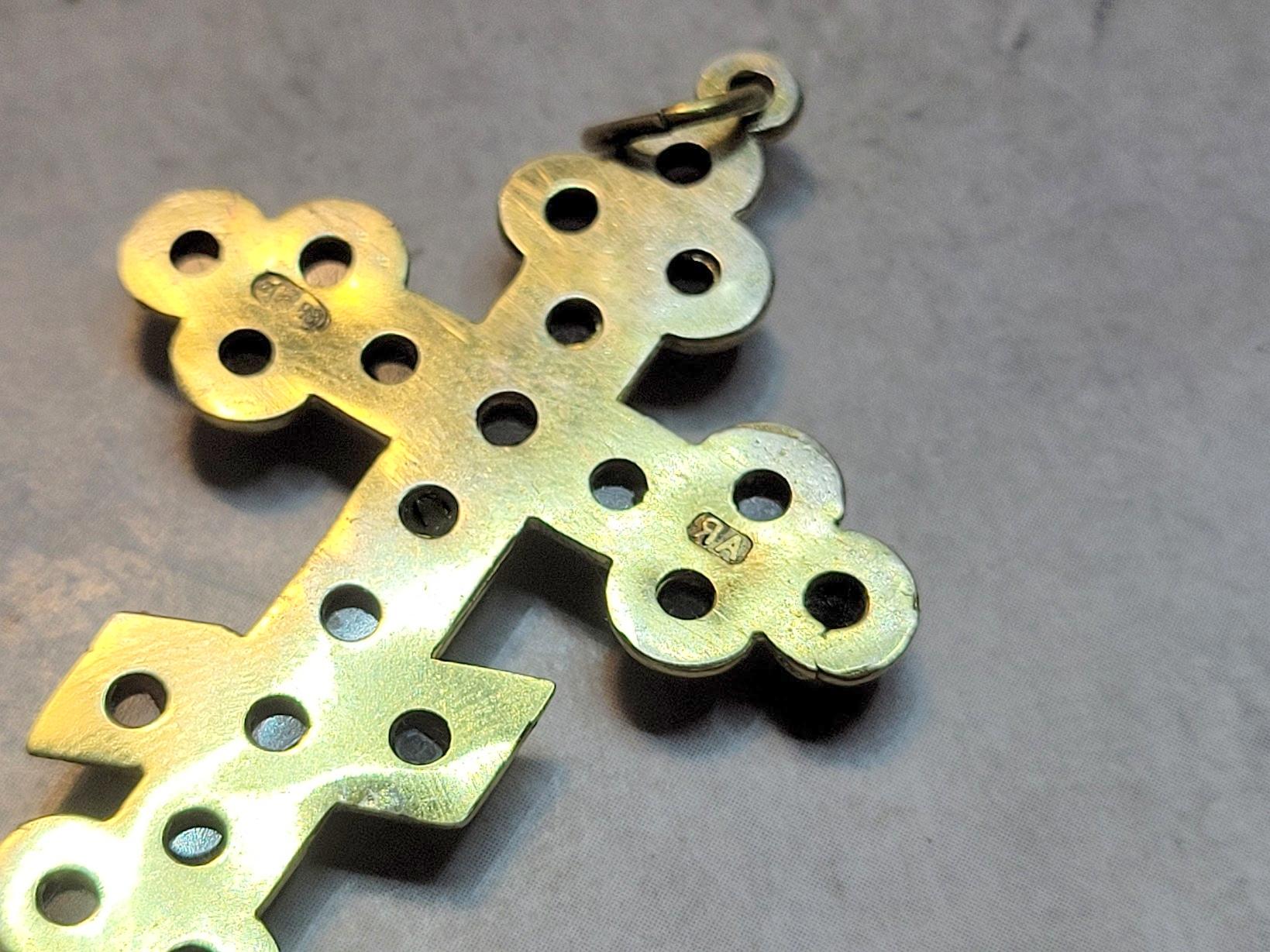 Imperial Russian Cross Garnets Pendant, Workmaster Karl Gustav Hjalmar Armfelt 3