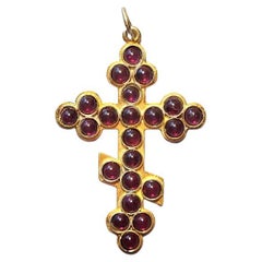 Imperial Russian Cross Garnets Pendant, Workmaster Karl Gustav Hjalmar Armfelt