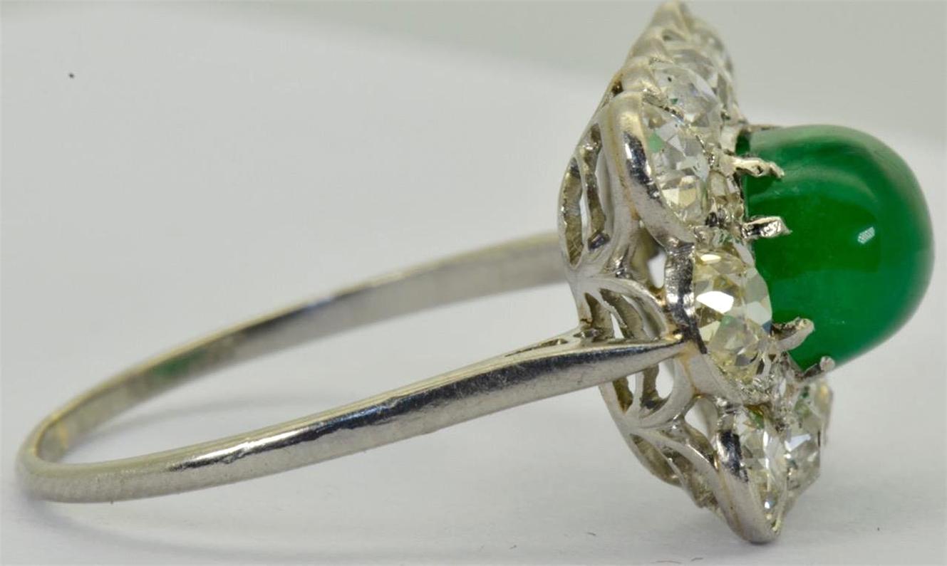Russian Empire Imperial Russian Emerald and Diamond Ring For Sale