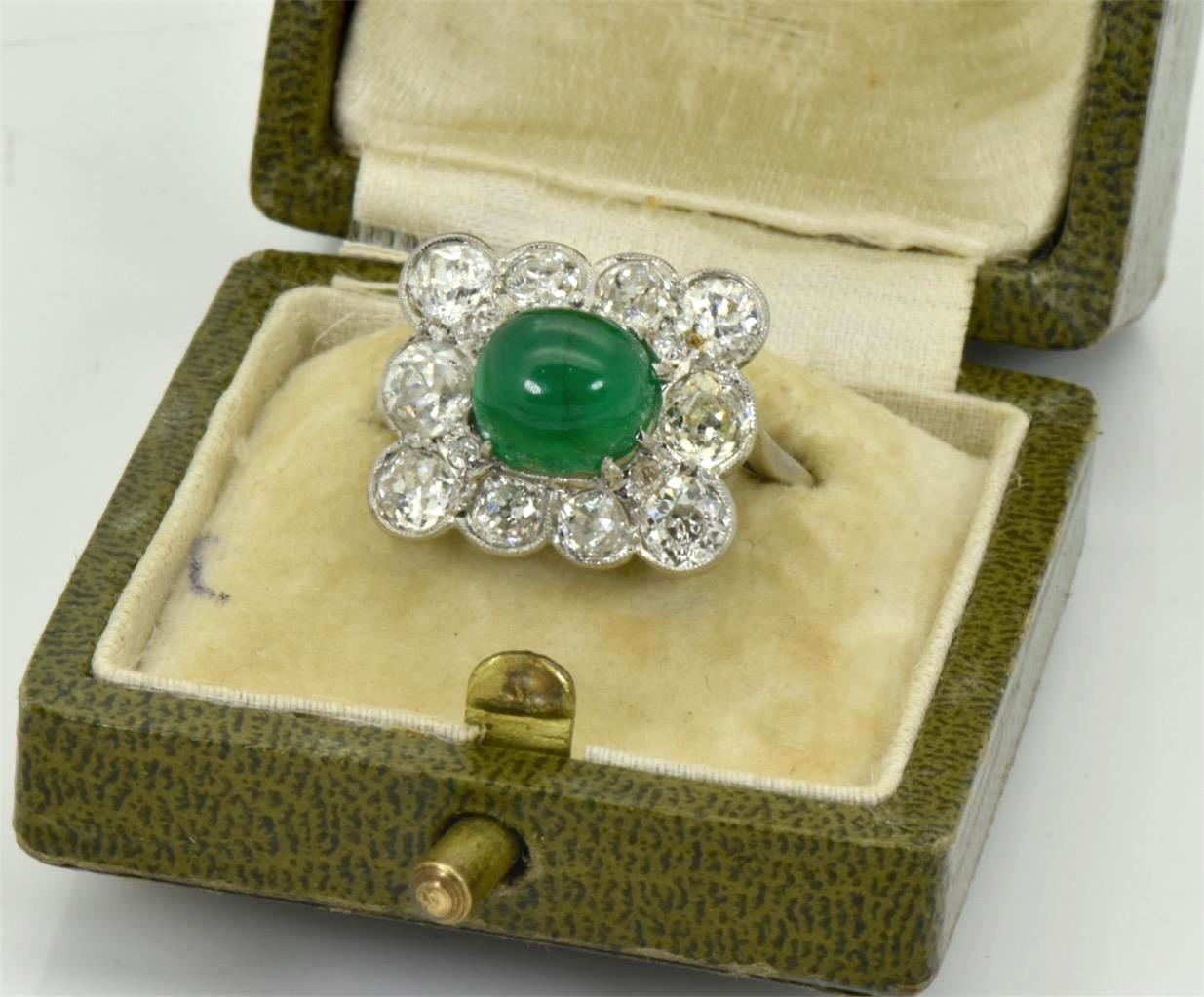Women's Imperial Russian Emerald and Diamond Ring For Sale