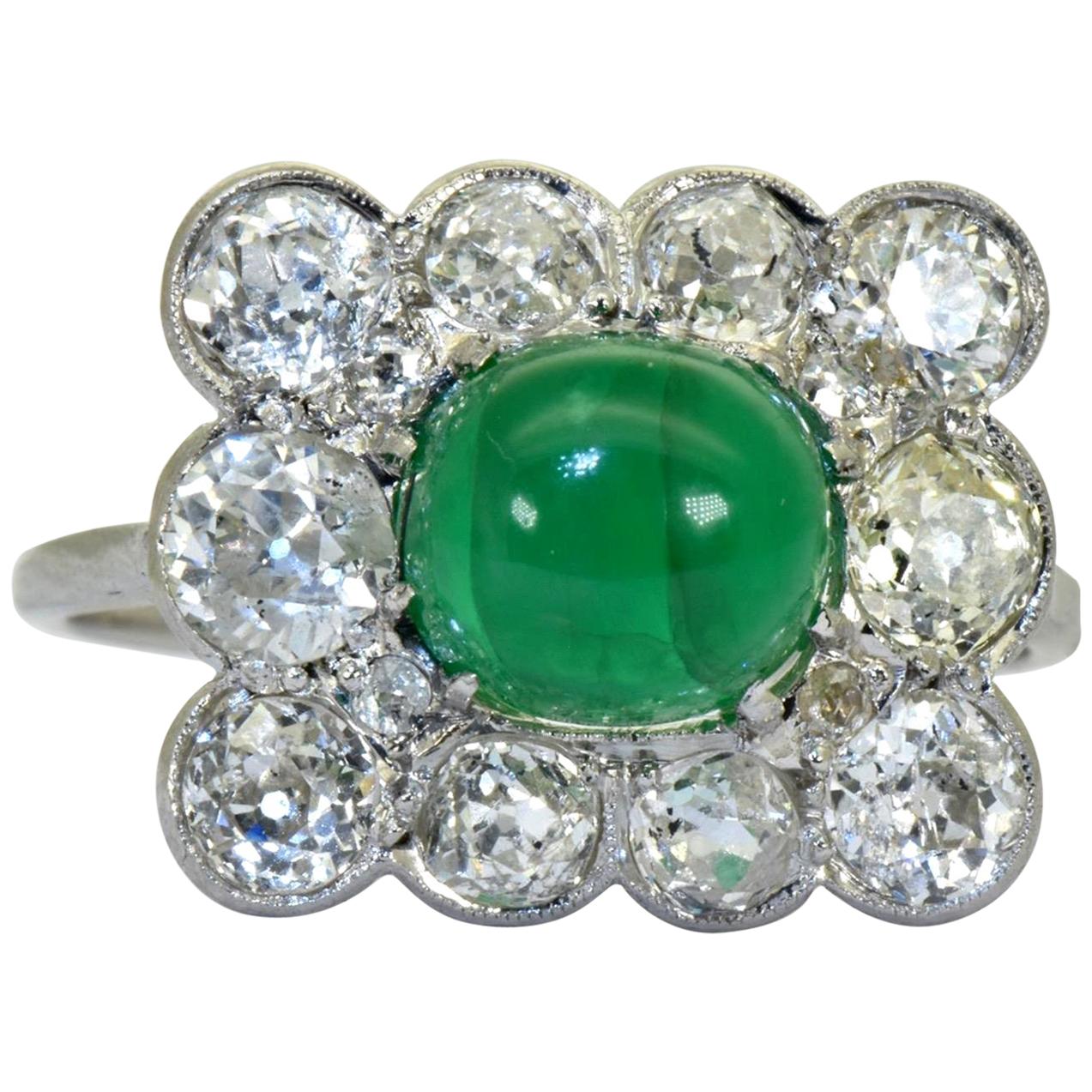 Imperial Russian Emerald and Diamond Ring For Sale
