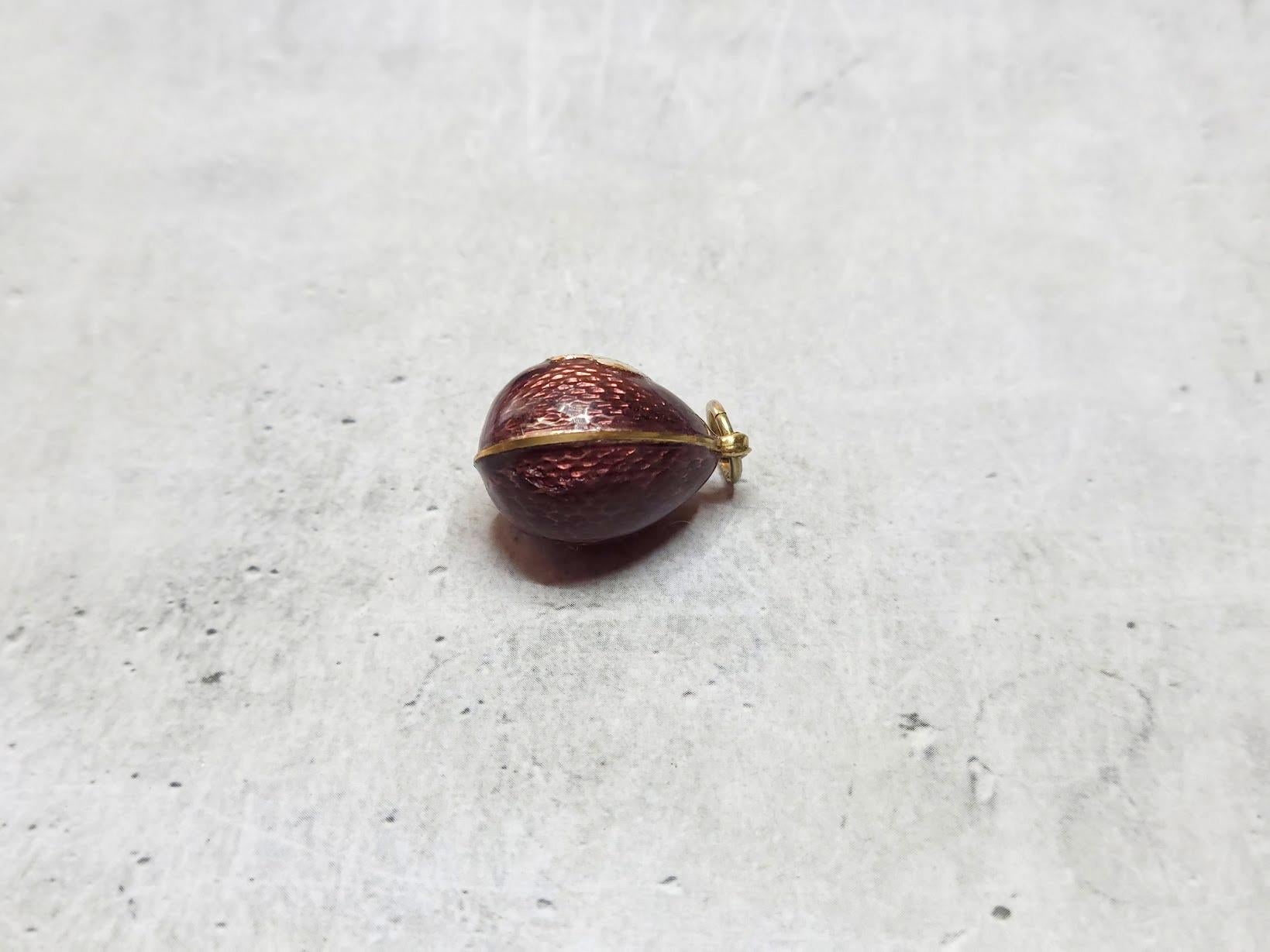Women's or Men's Faberge Imperial Guilloche Enamel Egg Pendant Bird, Workmaster Anders Nevalainen