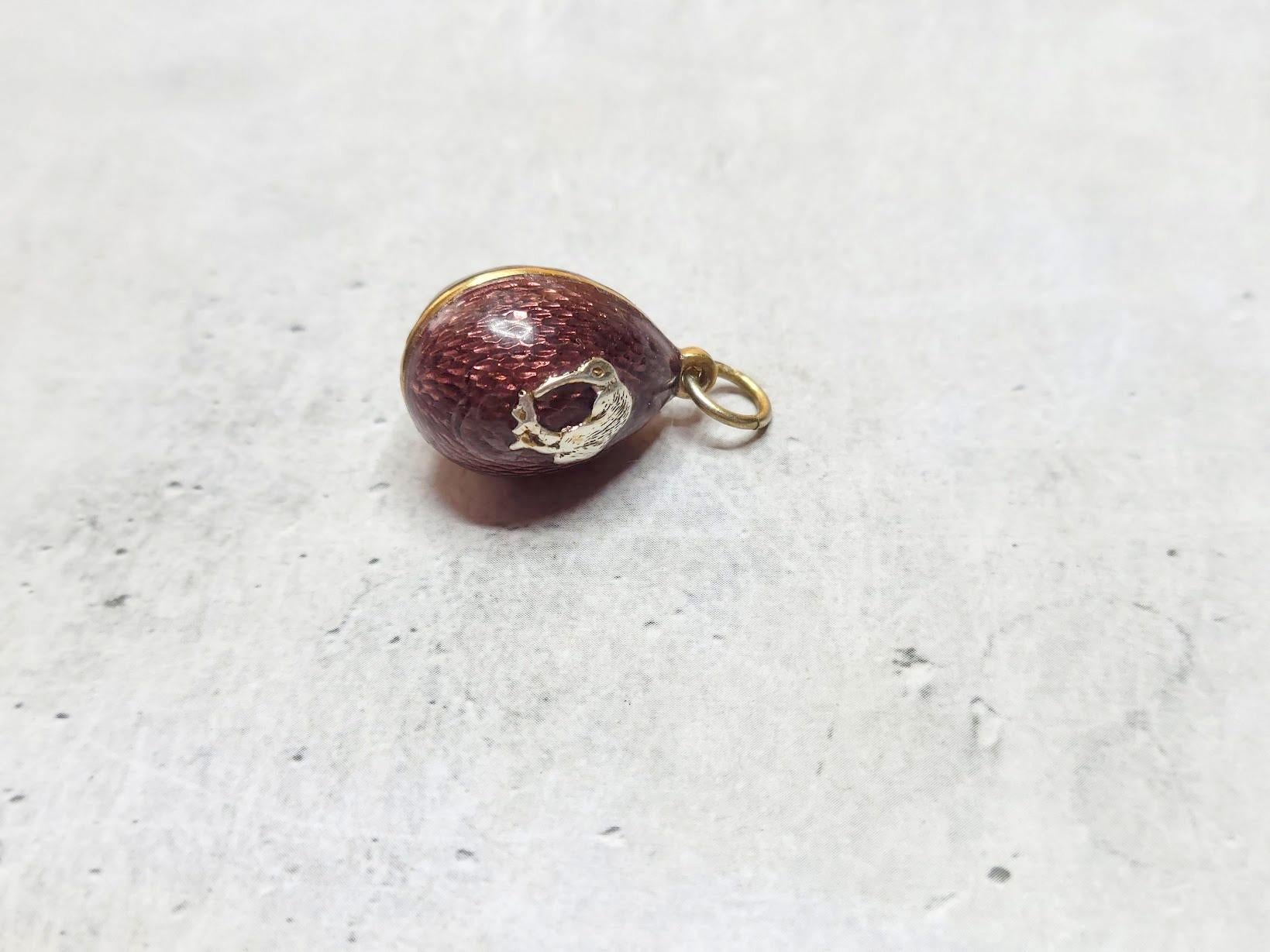 Faberge Imperial Guilloche Enamel Egg Pendant Bird, Workmaster Anders Nevalainen 1