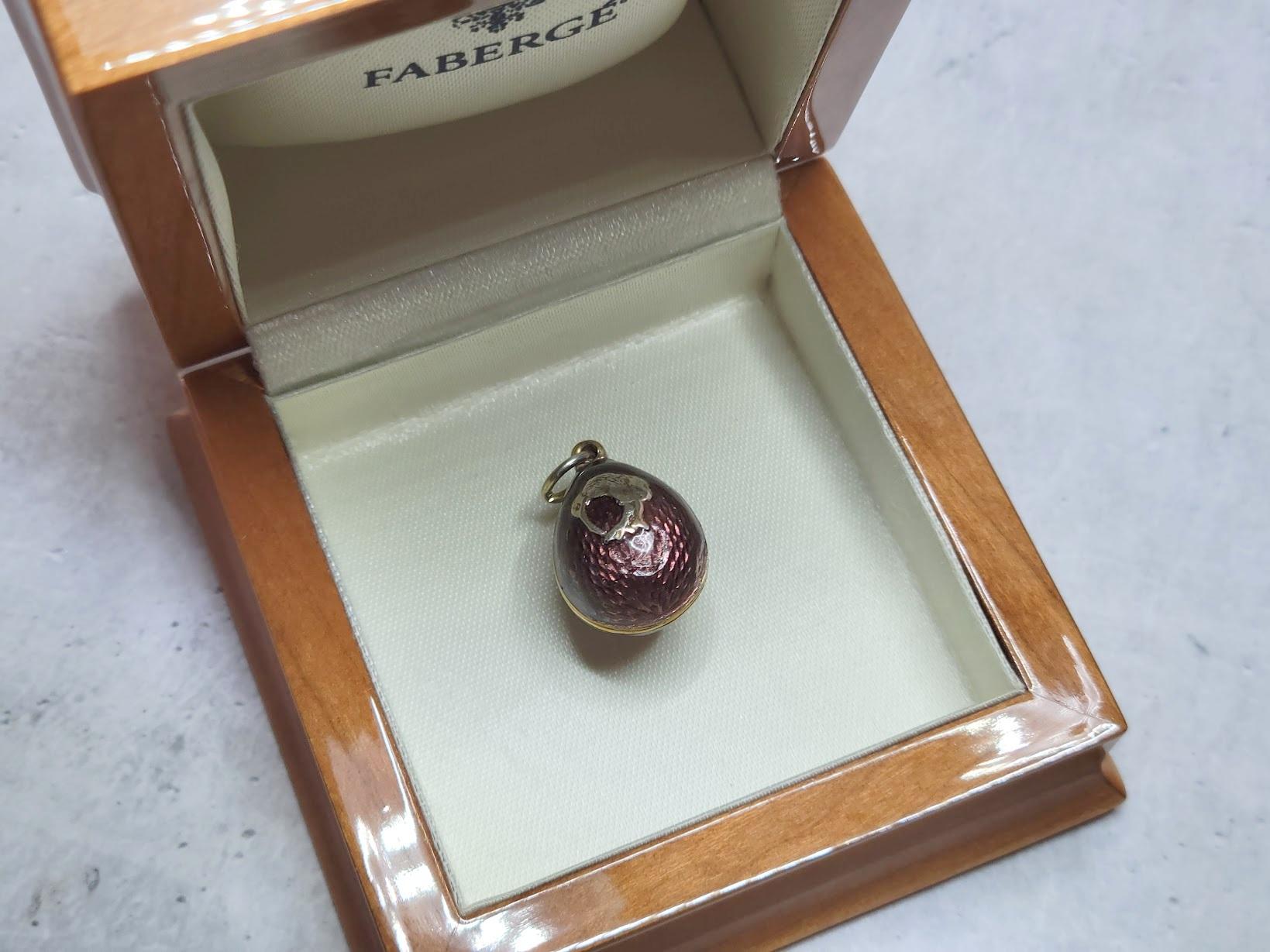 Faberge Imperial Guilloche Enamel Egg Pendant Bird, Workmaster Anders Nevalainen 2
