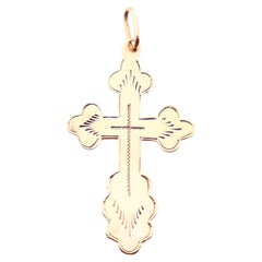 Used Imperial Russian Georgian Orthodox Cross Crucifix Solid 56 / 14K Gold /4cm /2 gr