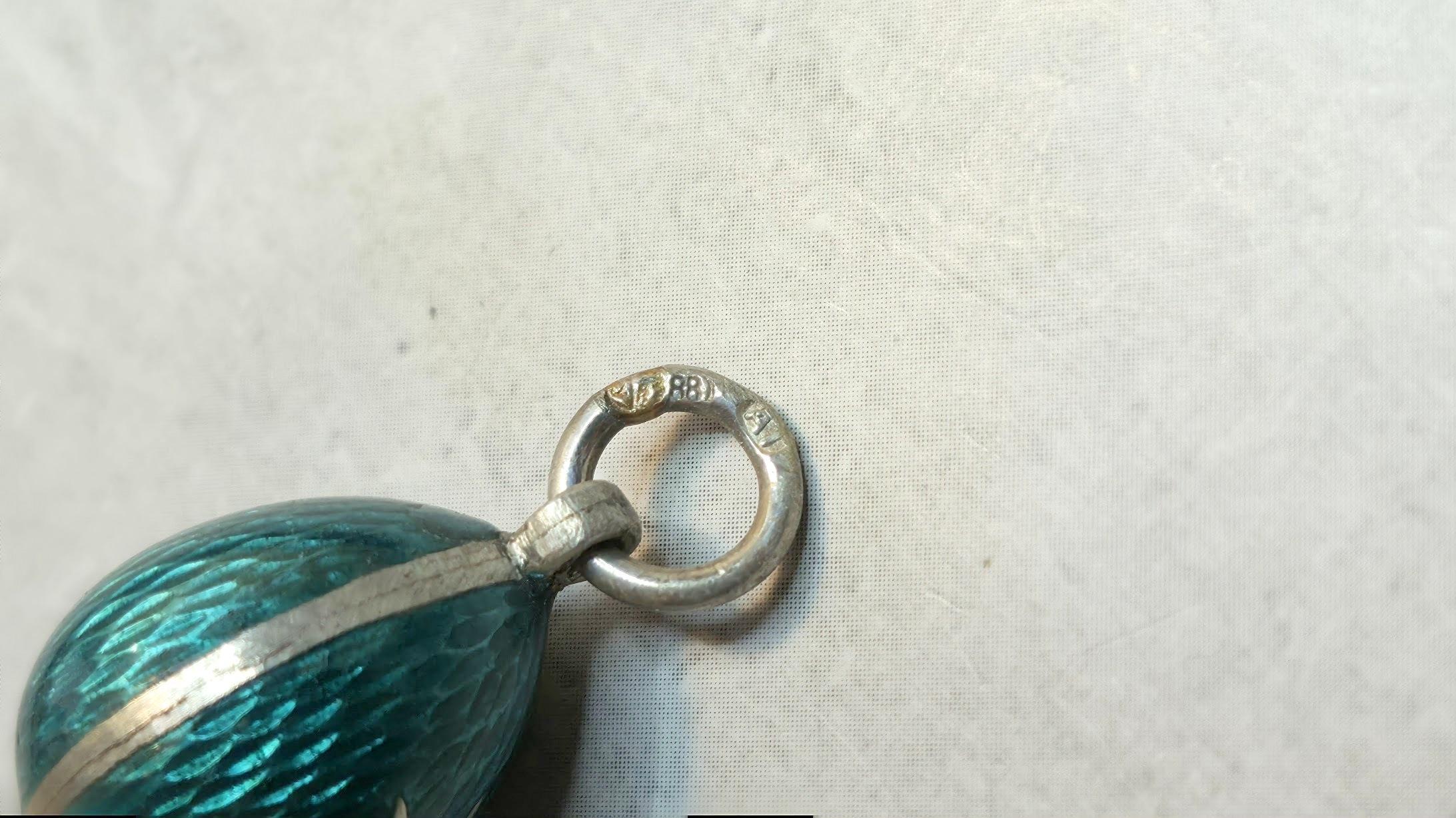 Imperial Russian Guilloche Egg Pendant with Ruby, workmaster Alfred Thielemann in vendita 3