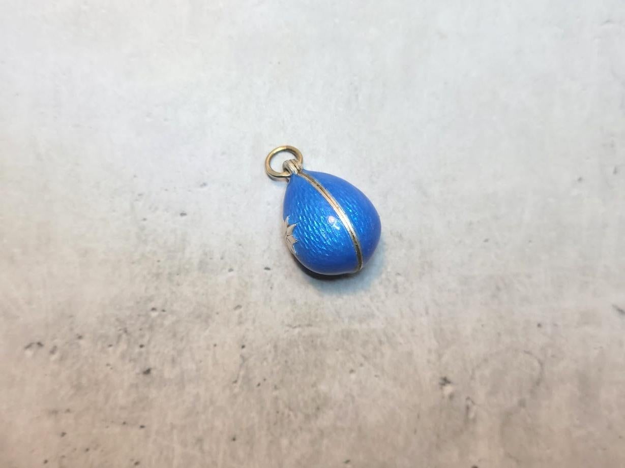 Russian Empire Imperial Russian Guilloche Egg Pendant, Workmaster Phillip Theodore Ringe For Sale