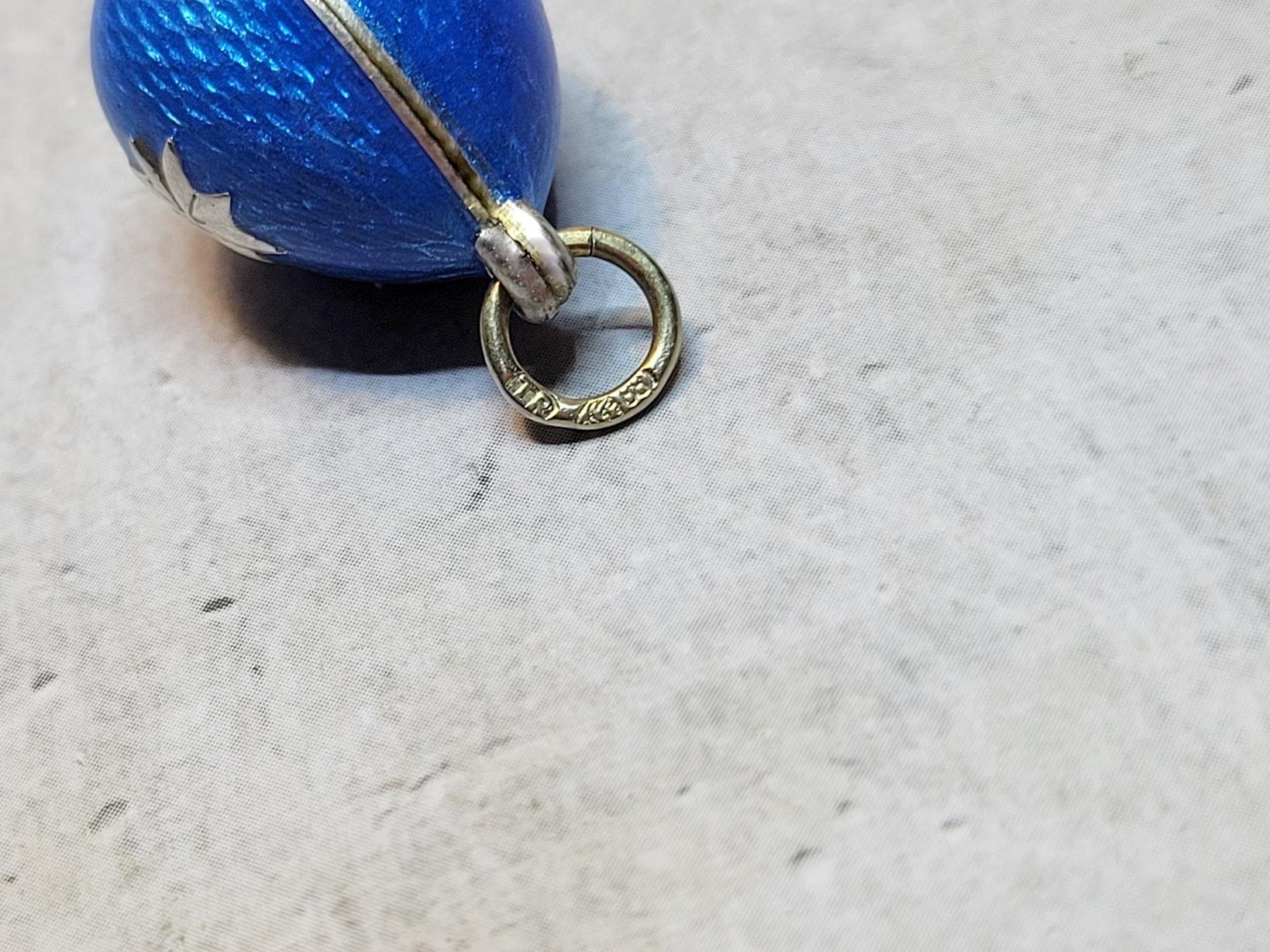 Imperial Russian Guilloche Egg Pendant, Workmaster Phillip Theodore Ringe For Sale 2