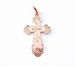 Imperial Russian Orthodox Cross Crucifix Solid 56 / 14K Gold /4cm /1.9 gr
