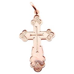 Imperiales kaiserlich-russisches orthodoxes Kreuzkristall Kruzifix Massiv 56 / 14K Gold /4cm /1.9 gr