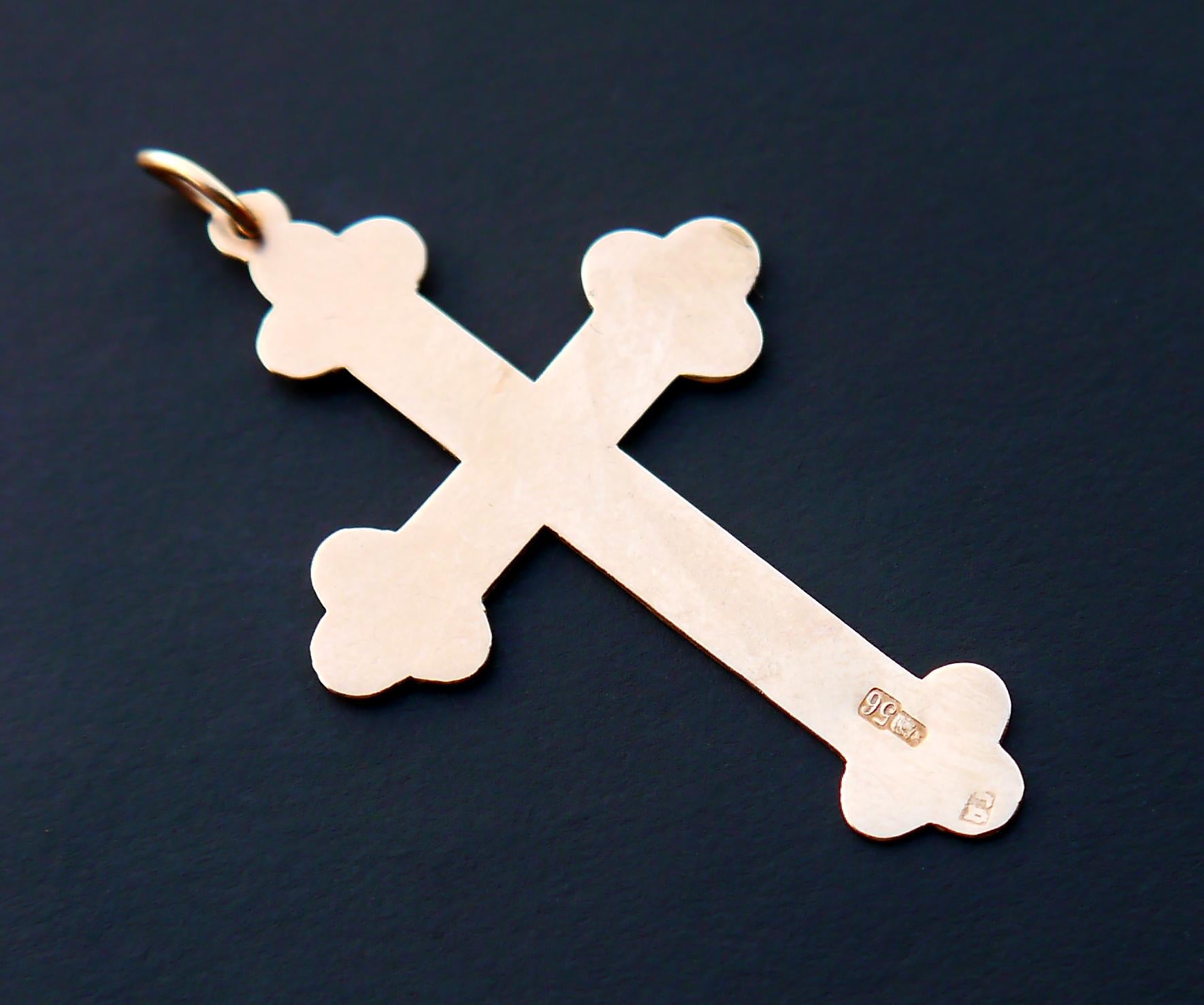Croix orthodoxe russe crucifix massif 56 / 14K Gold /5cm /2.1 gr Unisexe en vente