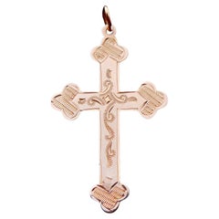 Antique Orthodox Cross Crucifix Solid 56 / 14K Gold /5cm /2.1 gr