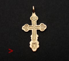 Antico Crocifisso Ortodosso Russo Imperiale Solido 84 / 18K Gold / 2,56 gr
