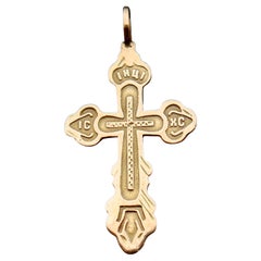 Antikes kaiserlich-russisches orthodoxes Kreuzkreuz-Kreuzkreuz-Kreuzkreuz, massive 84 / 18K Gold / 2,56 gr