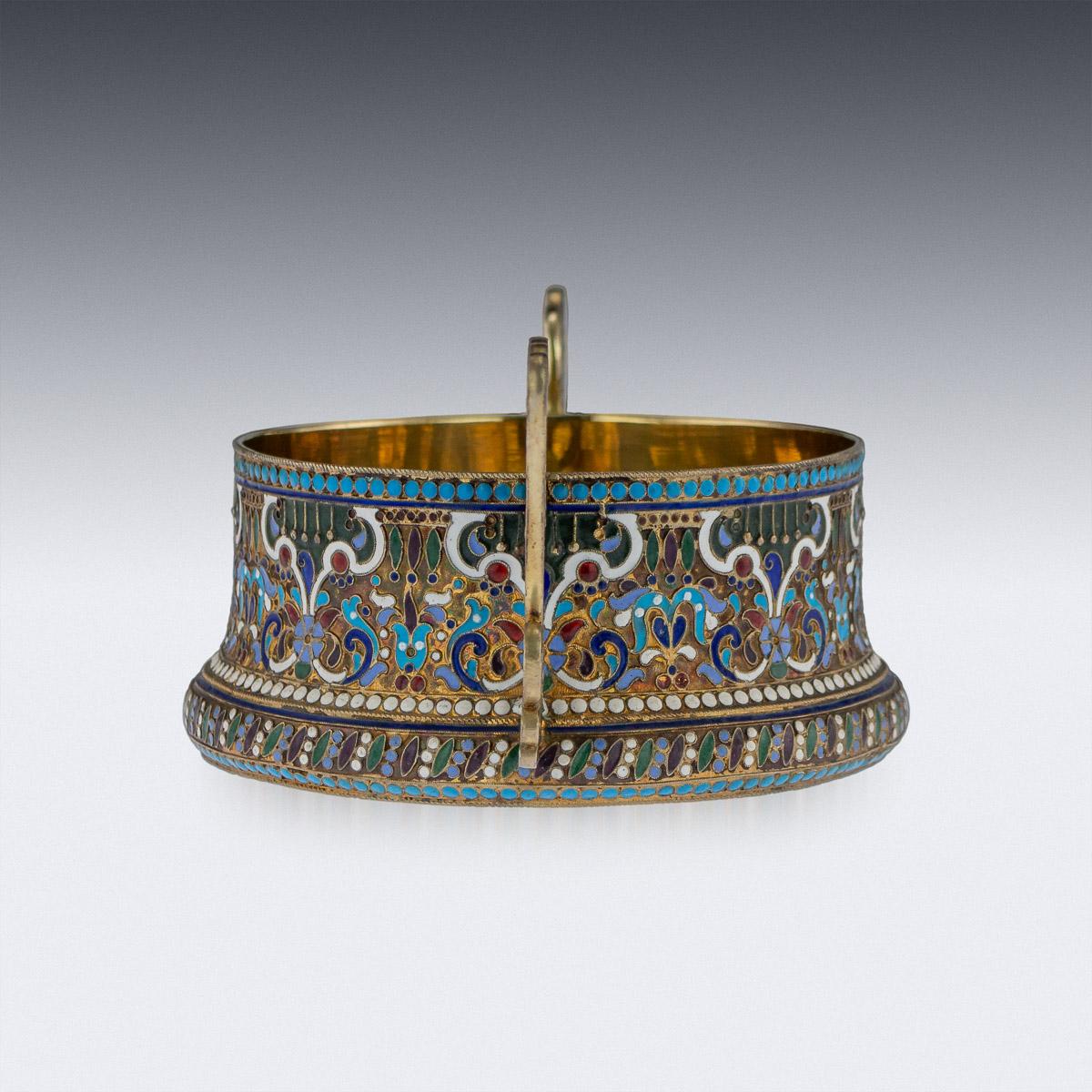 20th Century Imperial Russian Silver and Enamel Sugar Bowl & Tongs, circa 1910