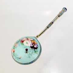 Imperial Russian Silver Cloisonné & Pictorial Enamel Spoon by Ivan Saltykov