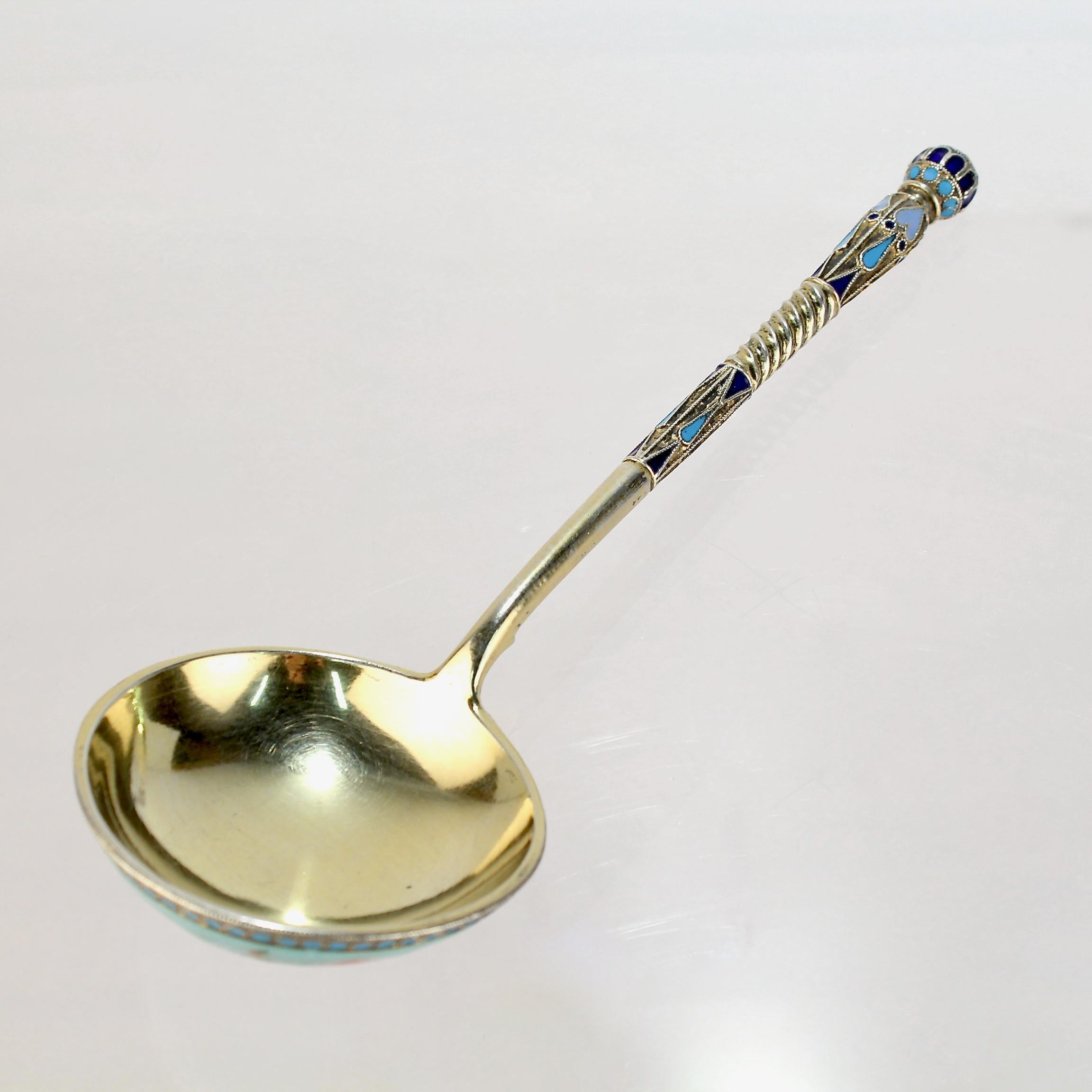 Russian Empire Imperial Russian Silver Cloisonné & Pictorial Enamel Spoon by Ivan Saltykov