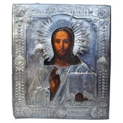  Kaiserlich-russischer Silber-vergoldeter Jesus-Pantokrator, 19.
