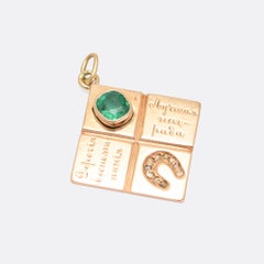 Imperial Russian "Sweet Memories Best Rewards" Emerald Diamond Horseshoe Pendant