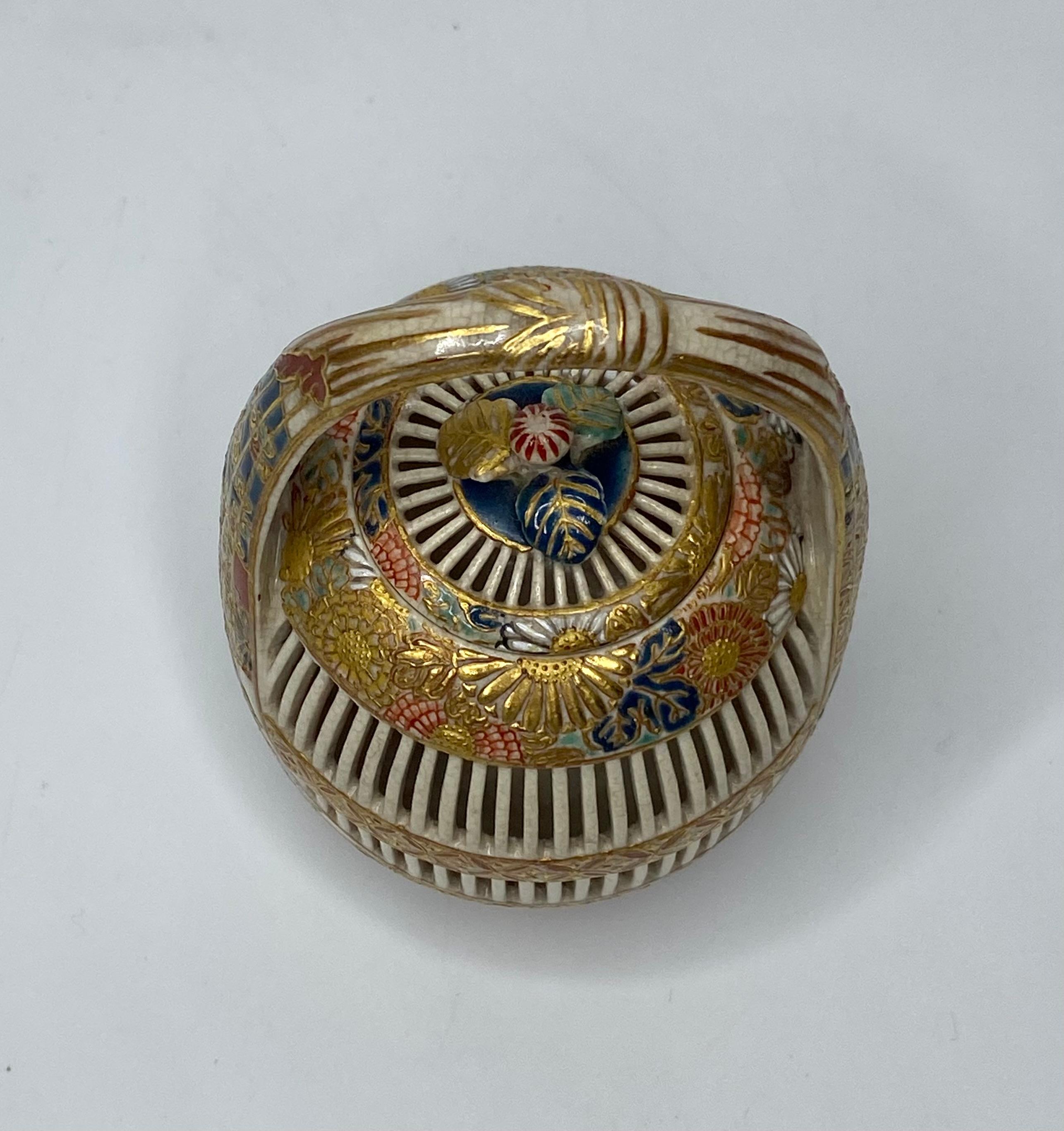 Fired Imperial Satsuma cricket cage, Japan, c. 1880, Meiji Period.