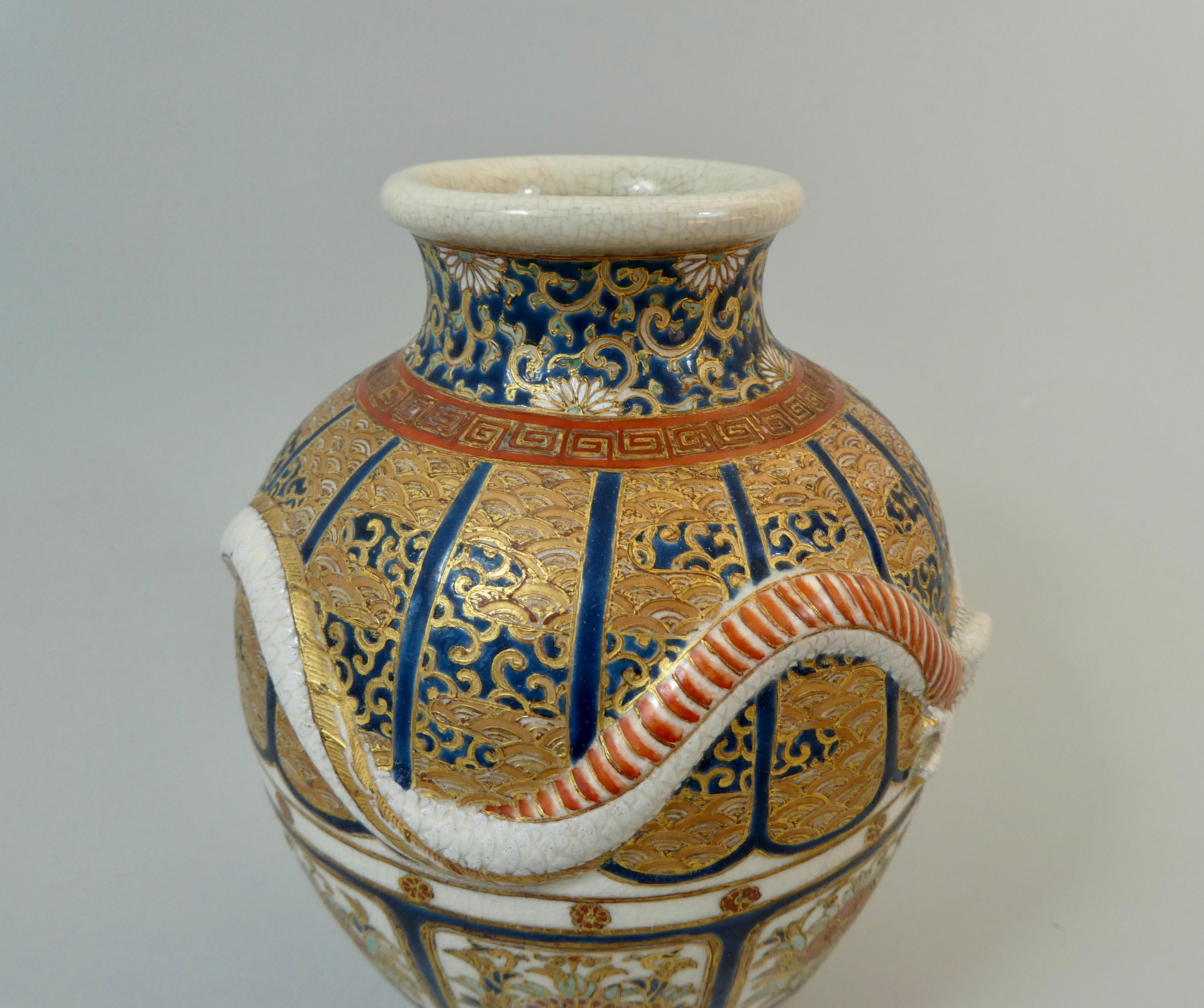 Imperial Satsuma earthenware vase, circa 1870, Meiji Period. In Good Condition In Gargrave, North Yorkshire