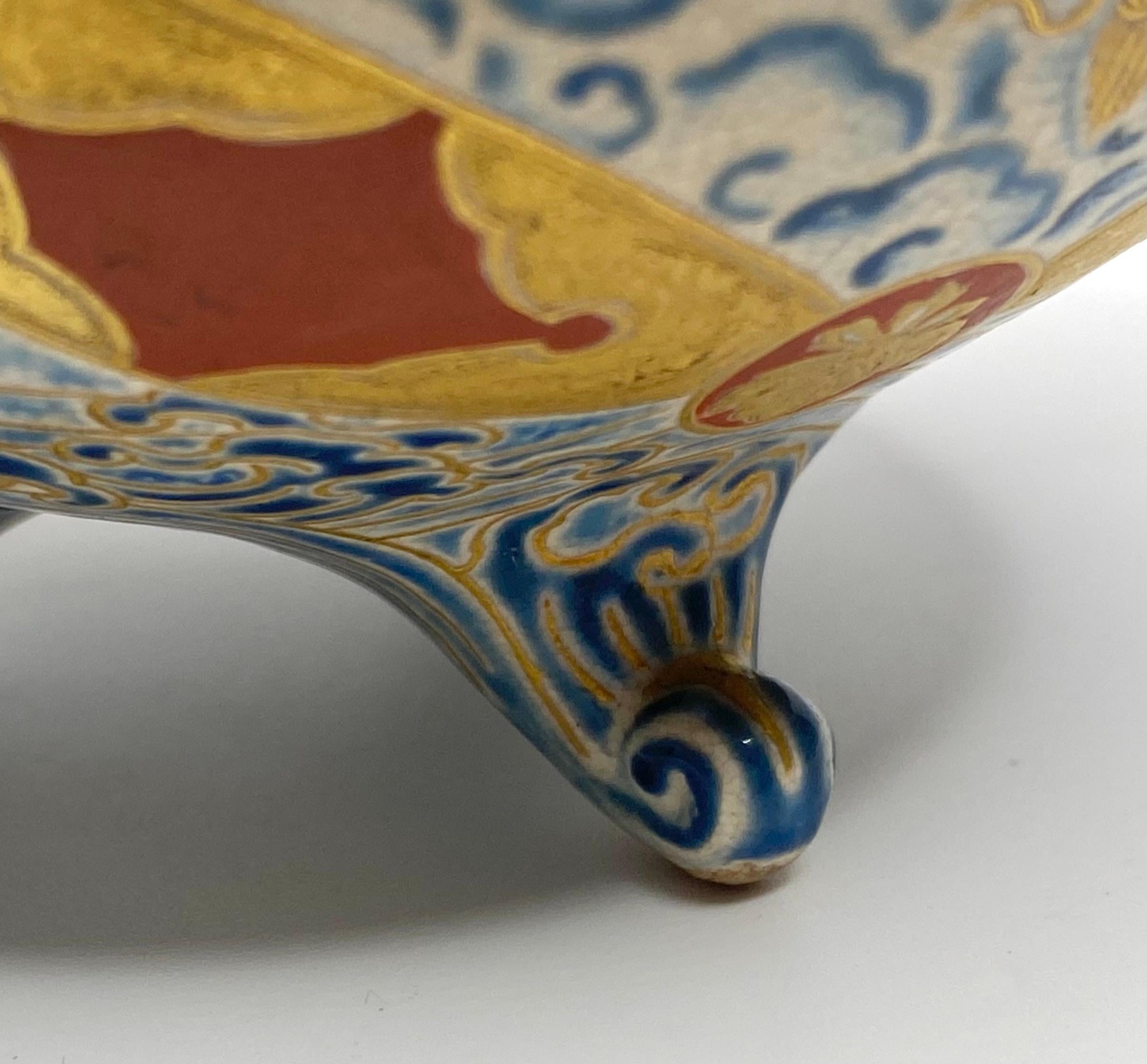 Imperial Satsuma pottery and silver koro, Japan, Meiji Period. 1