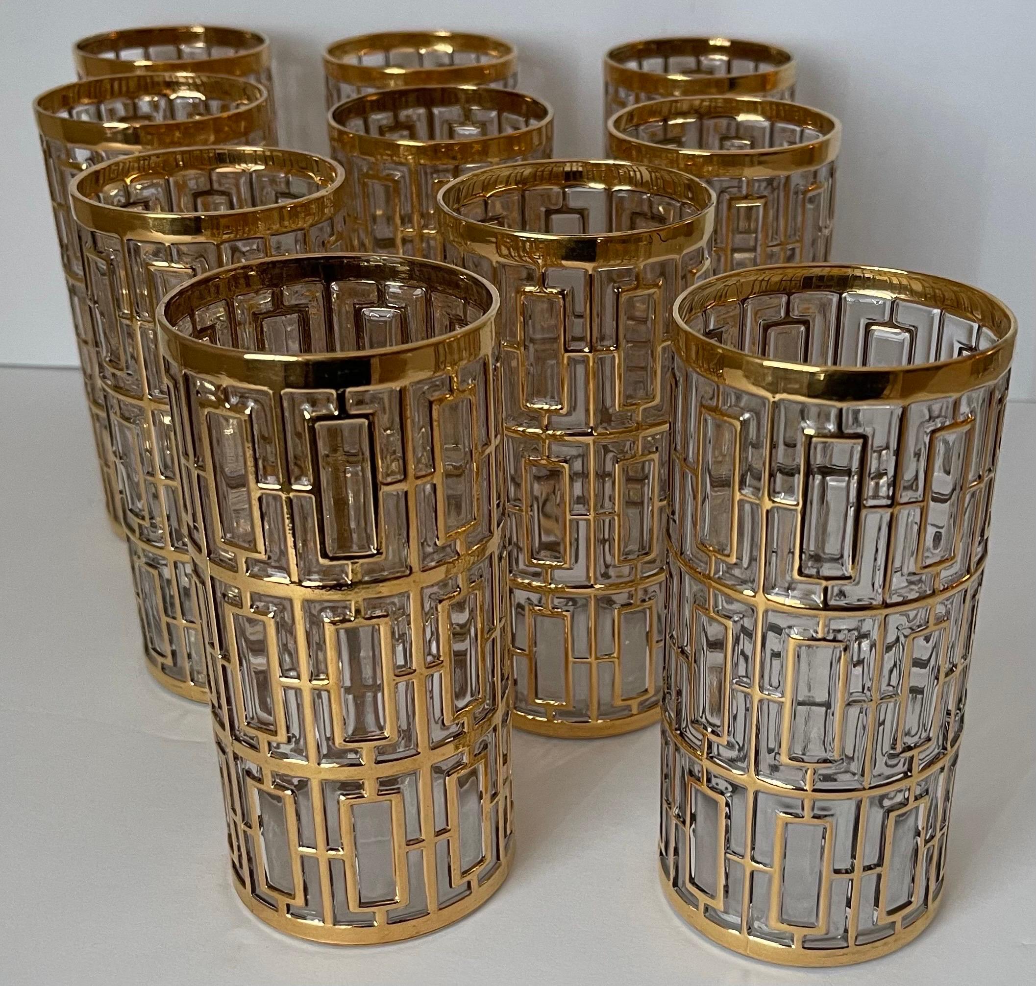 Juego de 10 vasos altos Imperial Shoji Gold en venta 3