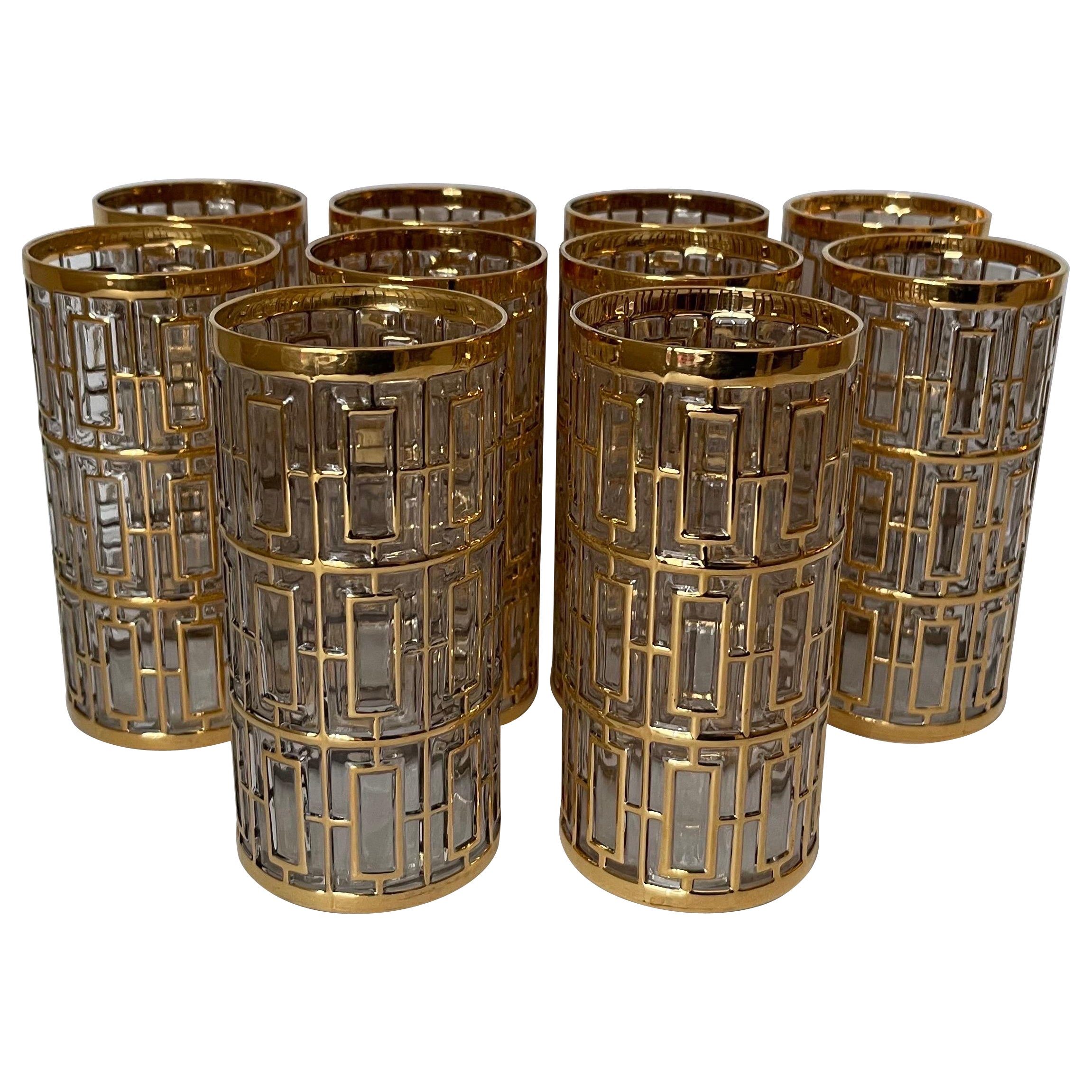 Verres à longs boules impériaux Shoji en or, lot de 10