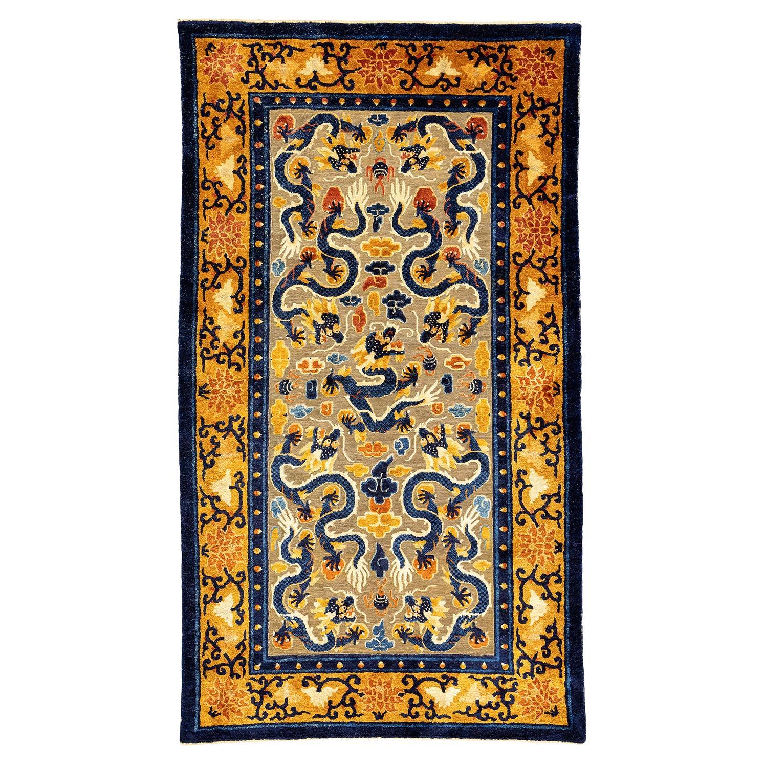Imperial Silk&Metal Thread Chinese Rug  For Sale