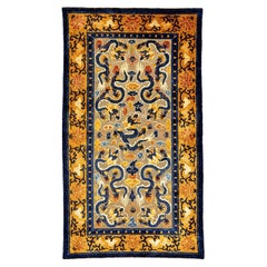 Used Imperial Silk&Metal Thread Chinese Rug 