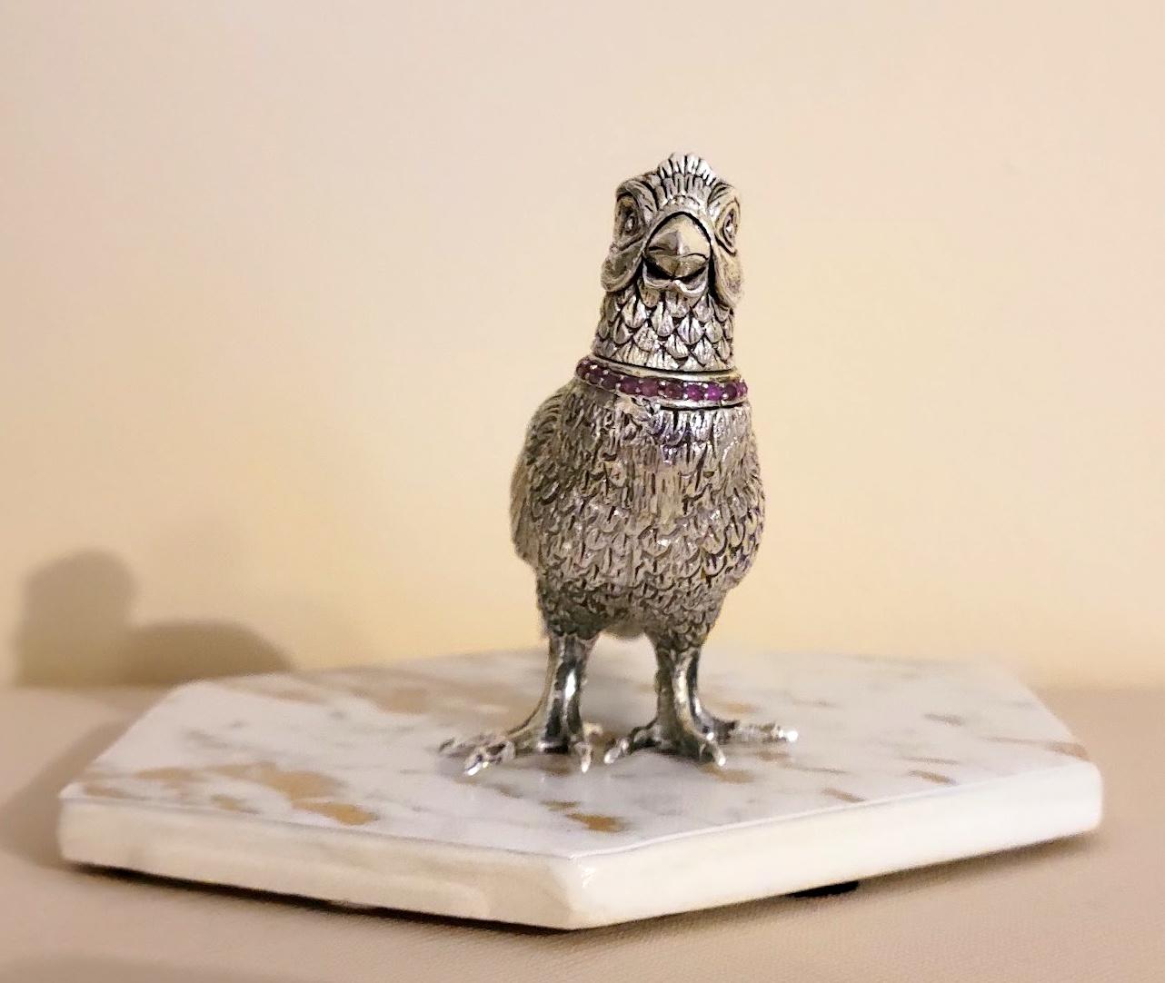 Imperial Silver Bird Figurine, Workmaster Mikhail Karpinsky  For Sale 2