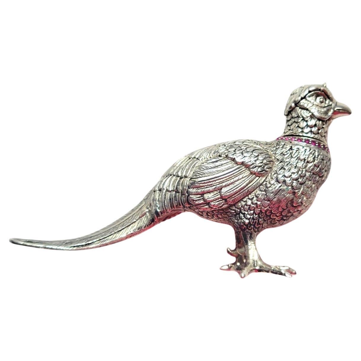 Imperial Silver Bird Figurine, Workmaster Mikhail Karpinsky  For Sale