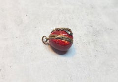 Russian Imperial Guilloche Enamel Egg Locket Pendant With Imperial Wreath