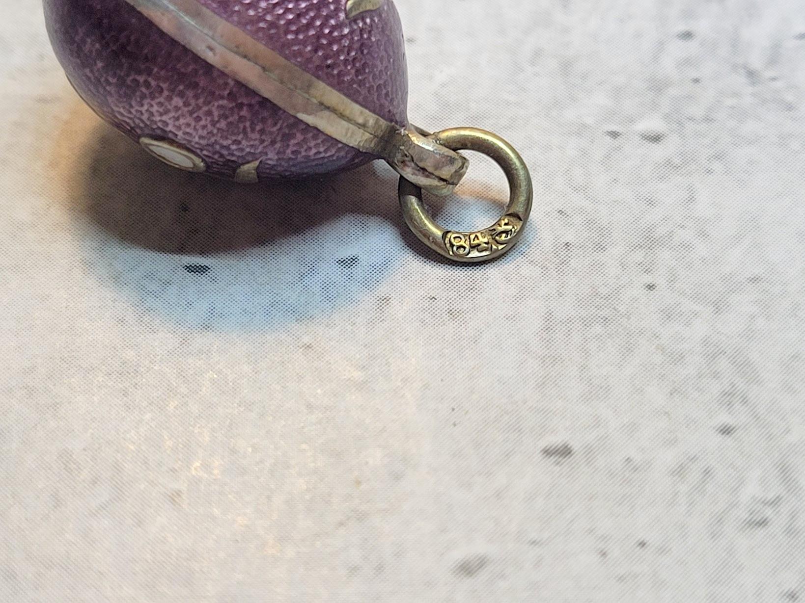 Women's or Men's Antique Russian Imperial Guilloche Enamel Egg Pendant For Sale