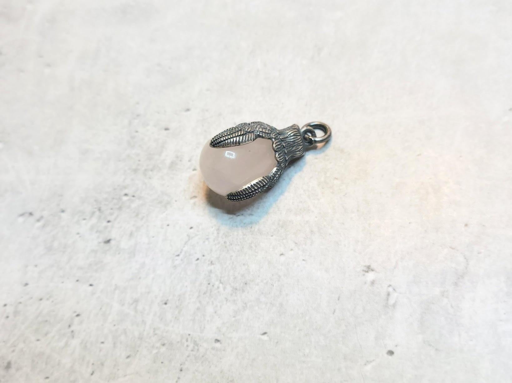 Vintage Russian Imperial Silver Owl Quartz Egg Pendant In Excellent Condition For Sale In Chesterland, OH