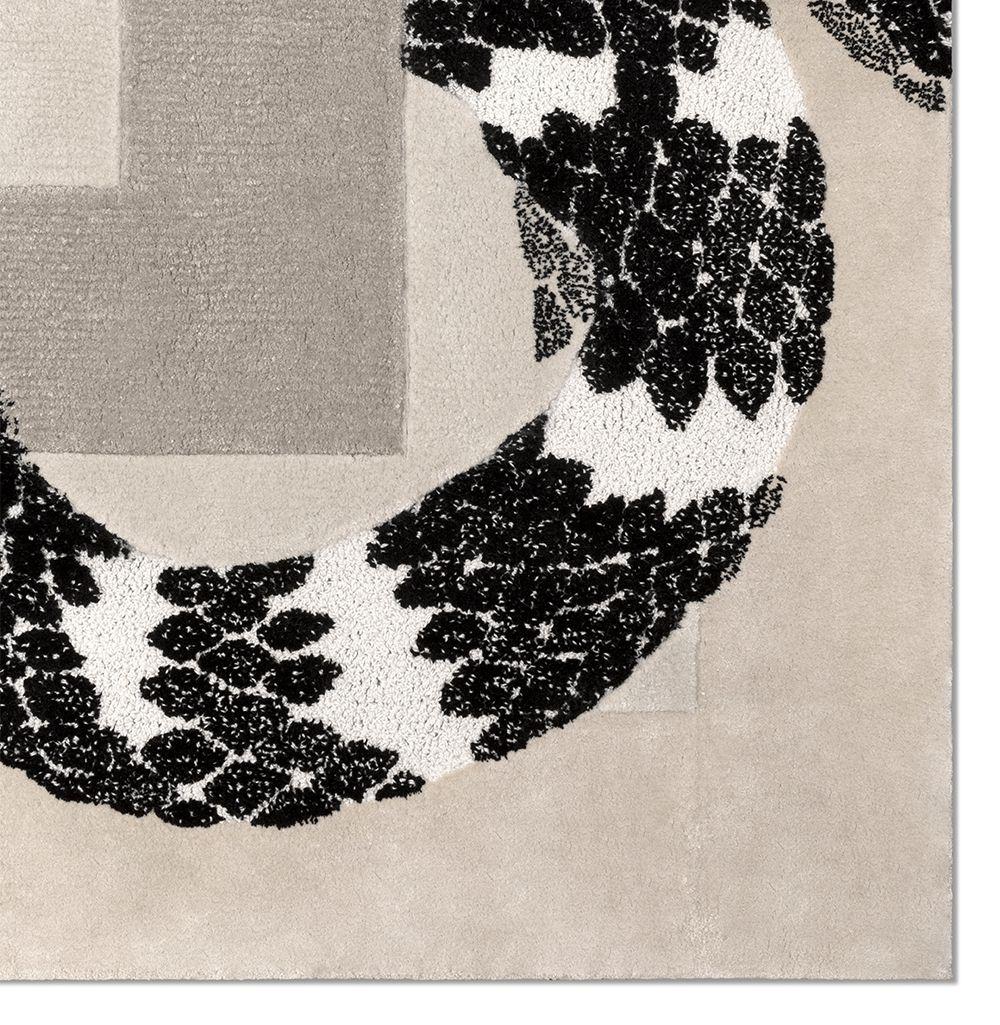 Contemporary Imperial Snake Rug in Hand-Tufted Botanical Silk