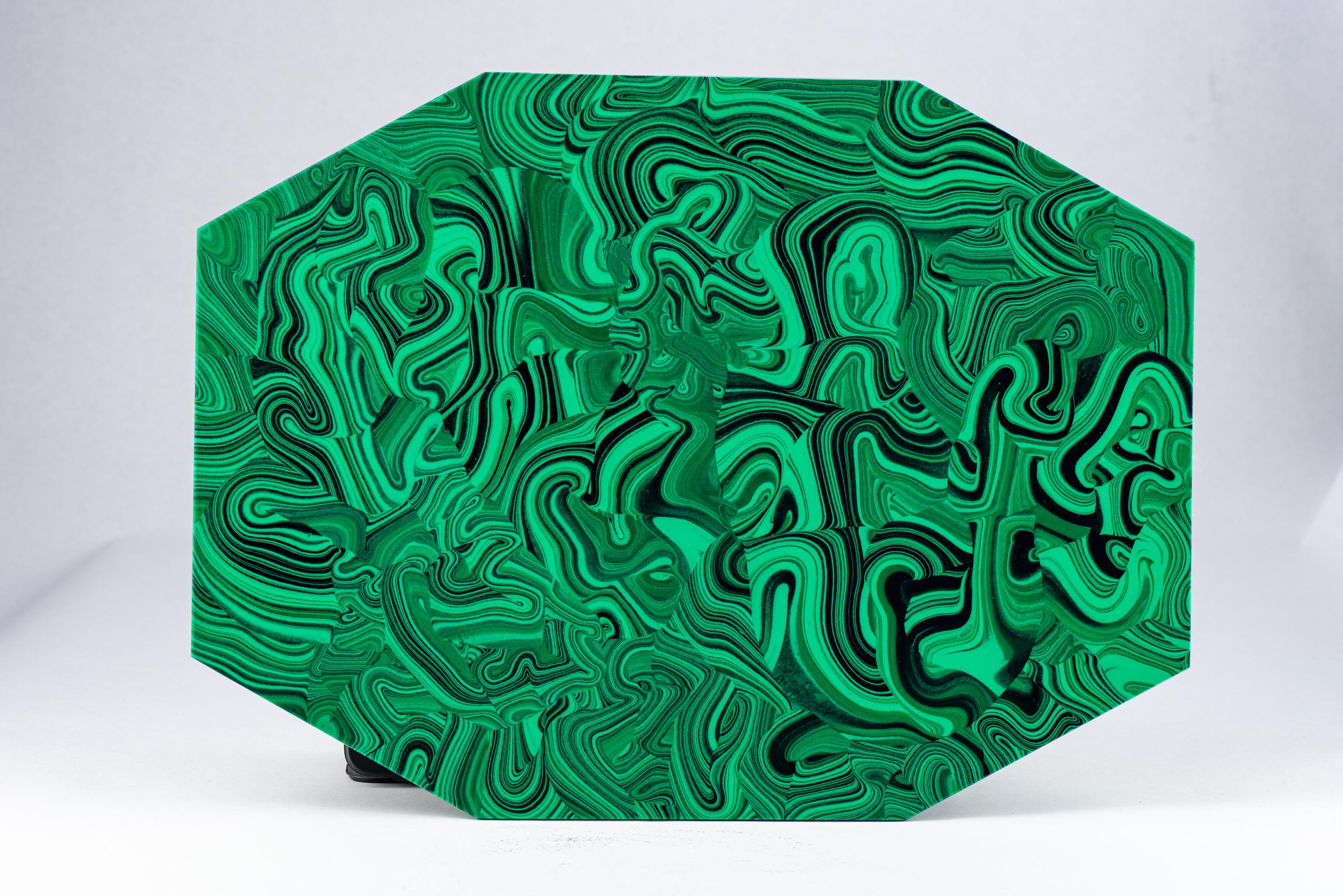 Set von 10 Platzmatten aus kaiserlichem Steinimitat aus Malachit, Acryl, signiert im Angebot 7