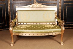 Lettino da salotto in stile leone imperiale in stile impero antico in faggio intagliato a mano