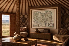 Imperial Tartary Blaeu Map, Central Asia Caravan Scene c.1642