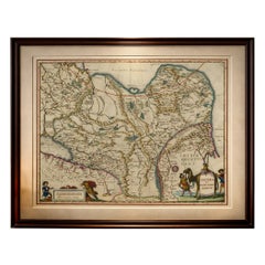 Imperial Tartary Blaeu Map, Central Asia Caravan Scene c.1642