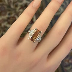Imperial Topas 4,98 Karat und Diamantring aus Platin mit Platin