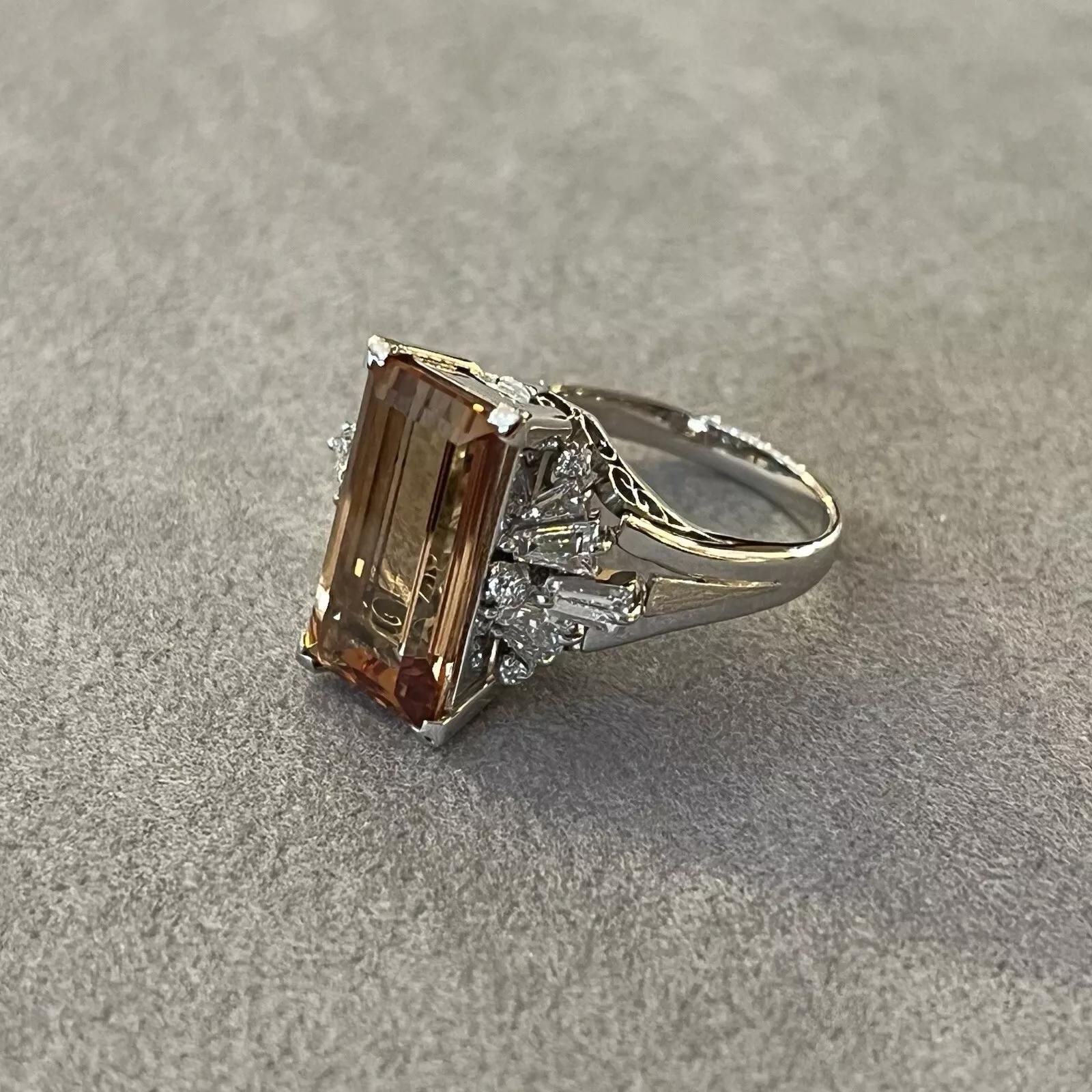 Women's Imperial Topaz 4.98 carat and Diamond Ring in Platinum